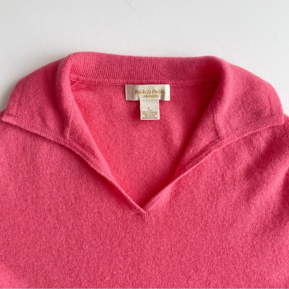 Peck & Peck Coral Cashmere V-Neck Sweater